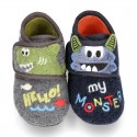 Kids FANTASY wool cotton home bootie shoes laceless.