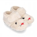 Kids little RABBIT wool cotton home bootie shoes laceless.