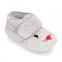 Kids little RABBIT wool cotton home bootie shoes laceless.