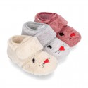 Kids little RABBIT wool cotton home bootie shoes laceless.