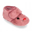 Kids little RABBIT wool cotton home bootie shoes laceless.