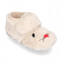 Kids little RABBIT wool cotton home bootie shoes laceless.