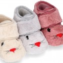 Kids little RABBIT wool cotton home bootie shoes laceless.