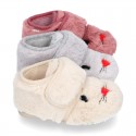 Kids little RABBIT wool cotton home bootie shoes laceless.