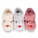 Kids little RABBIT wool cotton home bootie shoes laceless.