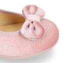 Shiny Velvet canvas girl Mary Jane shoes with RIBBON design.