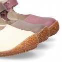 SOFT Rustic Nappa leather OKAA ECO Girl Mary Jane shoes laceless and with toe cap.