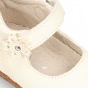 SOFT Rustic Nappa leather OKAA ECO Girl Mary Jane shoes laceless and with toe cap.