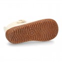 SOFT Rustic Nappa leather OKAA ECO Girl Mary Jane shoes laceless and with toe cap.