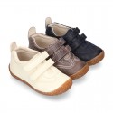 SOFT Rustic Nappa leather OKAA ECO Kids Tennis shoes laceless and with toe cap.