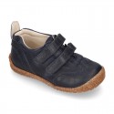 SOFT Rustic Nappa leather OKAA ECO Kids Tennis shoes laceless and with toe cap.