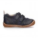 SOFT Rustic Nappa leather OKAA ECO Kids Tennis shoes laceless and with toe cap.