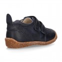 SOFT Rustic Nappa leather OKAA ECO Kids Tennis shoes laceless and with toe cap.