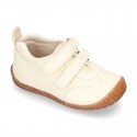 SOFT Rustic Nappa leather OKAA ECO Kids Tennis shoes laceless and with toe cap.