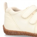 SOFT Rustic Nappa leather OKAA ECO Kids Tennis shoes laceless and with toe cap.