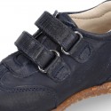 SOFT Rustic Nappa leather OKAA ECO Kids Tennis shoes laceless and with toe cap.