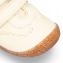 SOFT Rustic Nappa leather OKAA ECO Kids Tennis shoes laceless and with toe cap.