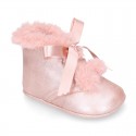 Little ankle boots for babies in MAKE UP PINK Nappa leather.