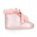 Little ankle boots for babies in MAKE UP PINK Nappa leather.