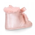 Little ankle boots for babies in MAKE UP PINK Nappa leather.