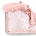 Little ankle boots for babies in MAKE UP PINK Nappa leather.