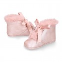 Little ankle boots for babies in MAKE UP PINK Nappa leather.