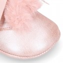 Little ankle boots for babies in MAKE UP PINK Nappa leather.