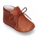 TAN color Soft Nappa leather little BEAR bootie for babies.