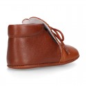 TAN color Soft Nappa leather little BEAR bootie for babies.