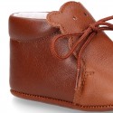 TAN color Soft Nappa leather little BEAR bootie for babies.