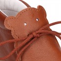 TAN color Soft Nappa leather little BEAR bootie for babies.