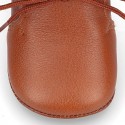 TAN color Soft Nappa leather little BEAR bootie for babies.