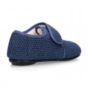 New design wool knit kids home shoes closed with hook and loop strap.