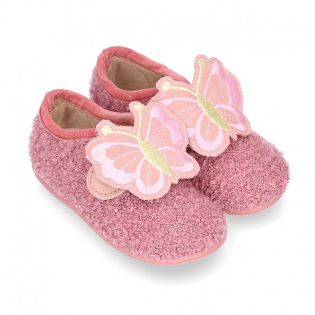 Wool knit BUTTERFLY design home shoes laceless.