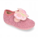 Wool knit BUTTERFLY design home shoes laceless.