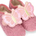 Wool knit BUTTERFLY design home shoes laceless.