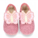 Wool knit BUTTERFLY design home shoes laceless.