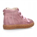 SOFT Rustic Nappa leather OKAA ECO Kids Bootie with elastic shoelaces and zipper.