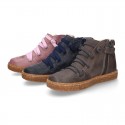 SOFT Rustic Nappa leather OKAA ECO Kids Bootie with elastic shoelaces and zipper.