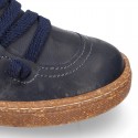 SOFT Rustic Nappa leather OKAA ECO Kids Bootie with elastic shoelaces and zipper.