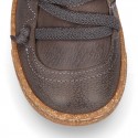 SOFT Rustic Nappa leather OKAA ECO Kids Bootie with elastic shoelaces and zipper.