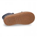 SOFT Rustic Nappa leather OKAA ECO Kids Bootie with elastic shoelaces and zipper.