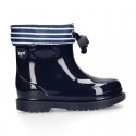 Little NAVY style Rain boots with adjustable neck for little kids.