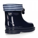 Little NAVY style Rain boots with adjustable neck for little kids.