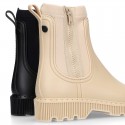 Women Ankle rain boots with NEOPRENE elastic band and MOUNTAIN soles design.