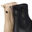 Women Ankle rain boots with NEOPRENE elastic band and MOUNTAIN soles design.