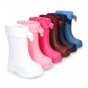 Little Rain boots with adjustable neck for babies and little kids.