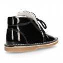 Little bear safari style boots in BLACK patent leather.