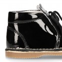 Little bear safari style boots in BLACK patent leather.