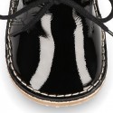 Little bear safari style boots in BLACK patent leather.